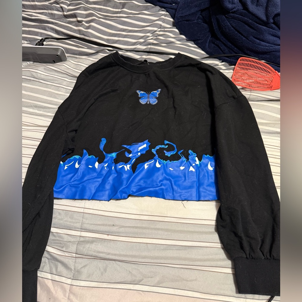 Black and Blue Butterfly Flame Sweatshirt